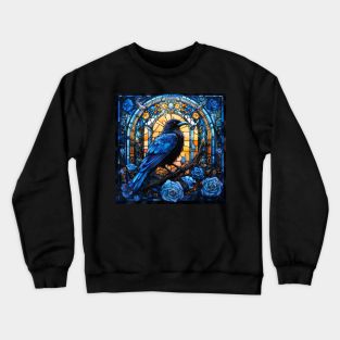 Raven On A Stained Glass Crewneck Sweatshirt